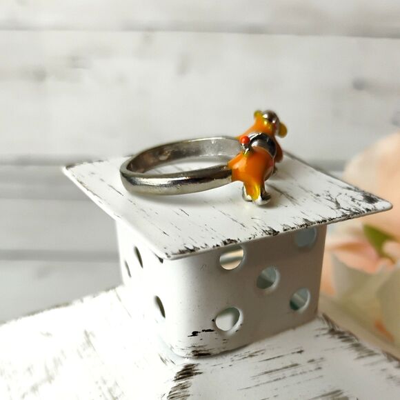 NEW Disney Toy Story Pixar Slinky Dog Ring Size 8 Silver Tone Dachshund Dog Funp - Picture 4 of 5